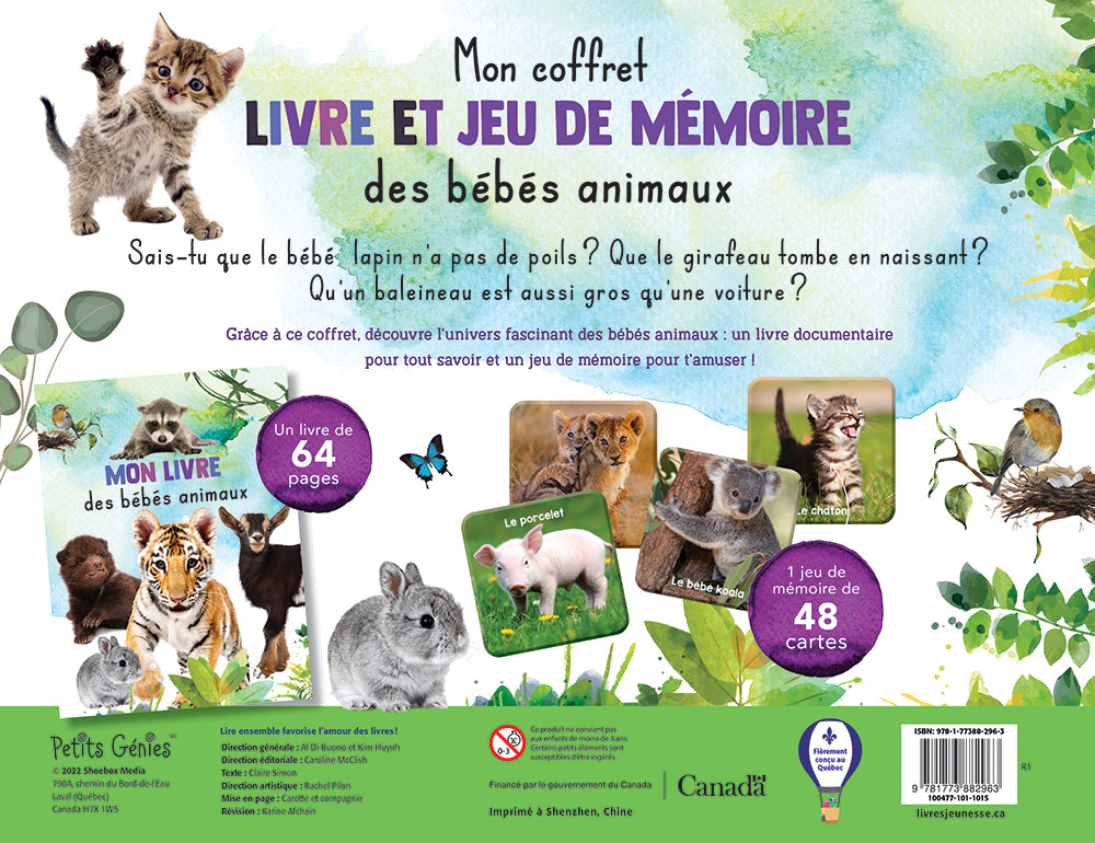 Mon coffret livre et jeu de mémoire des bébés animaux